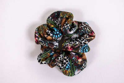 Cactus Cow Print Large Hair Scrunchie